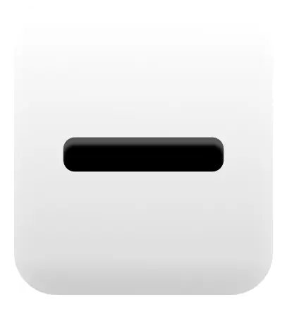 Black minus sign centered on a white rounded square button.