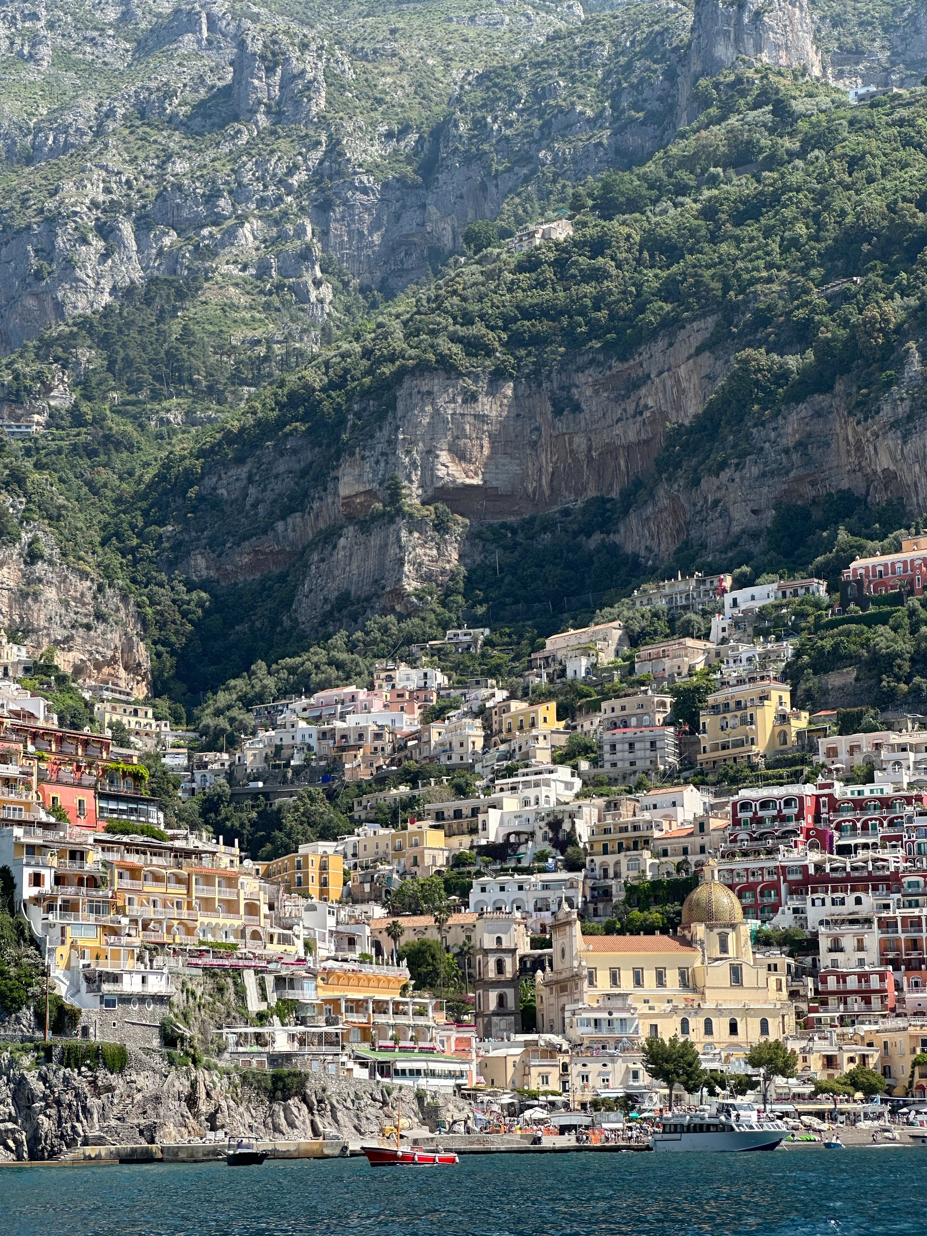 View of coastal city along the Amalfi coast.