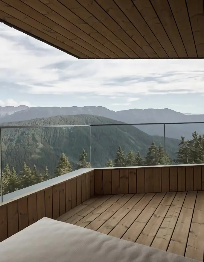 View from balcony of a suite at the Hotel Forestis.