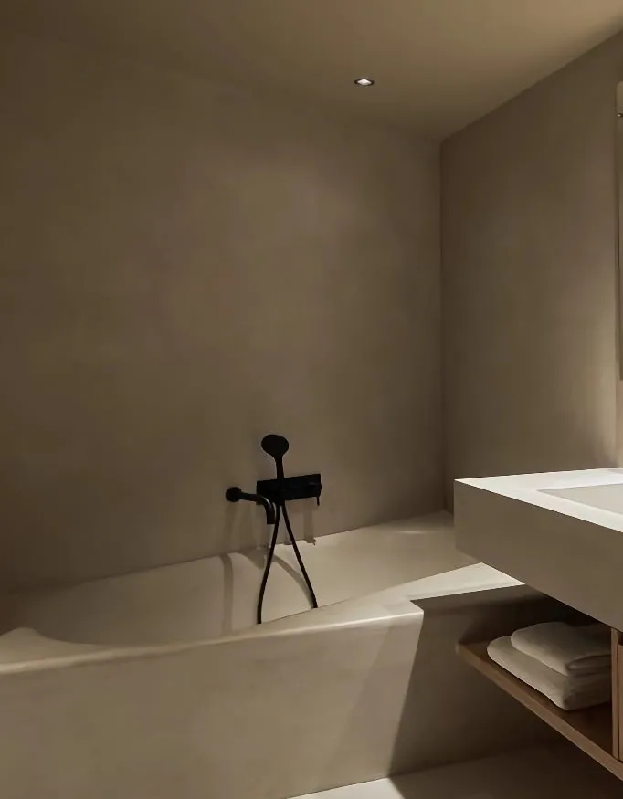 Bathroom of a room at the Hotel Forestis.