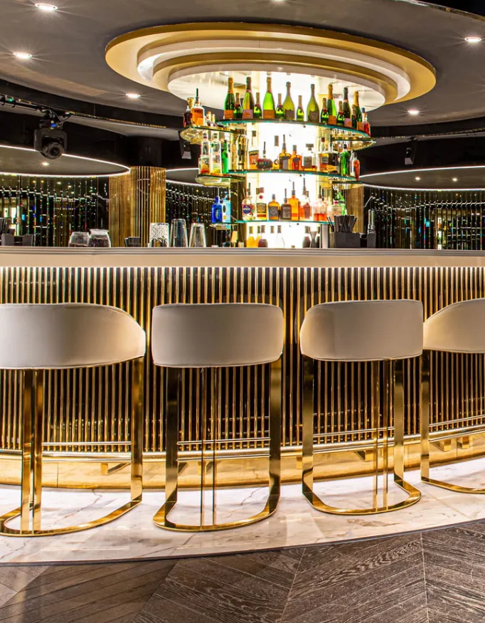 Beautiful modern bar in Grantley Hall.