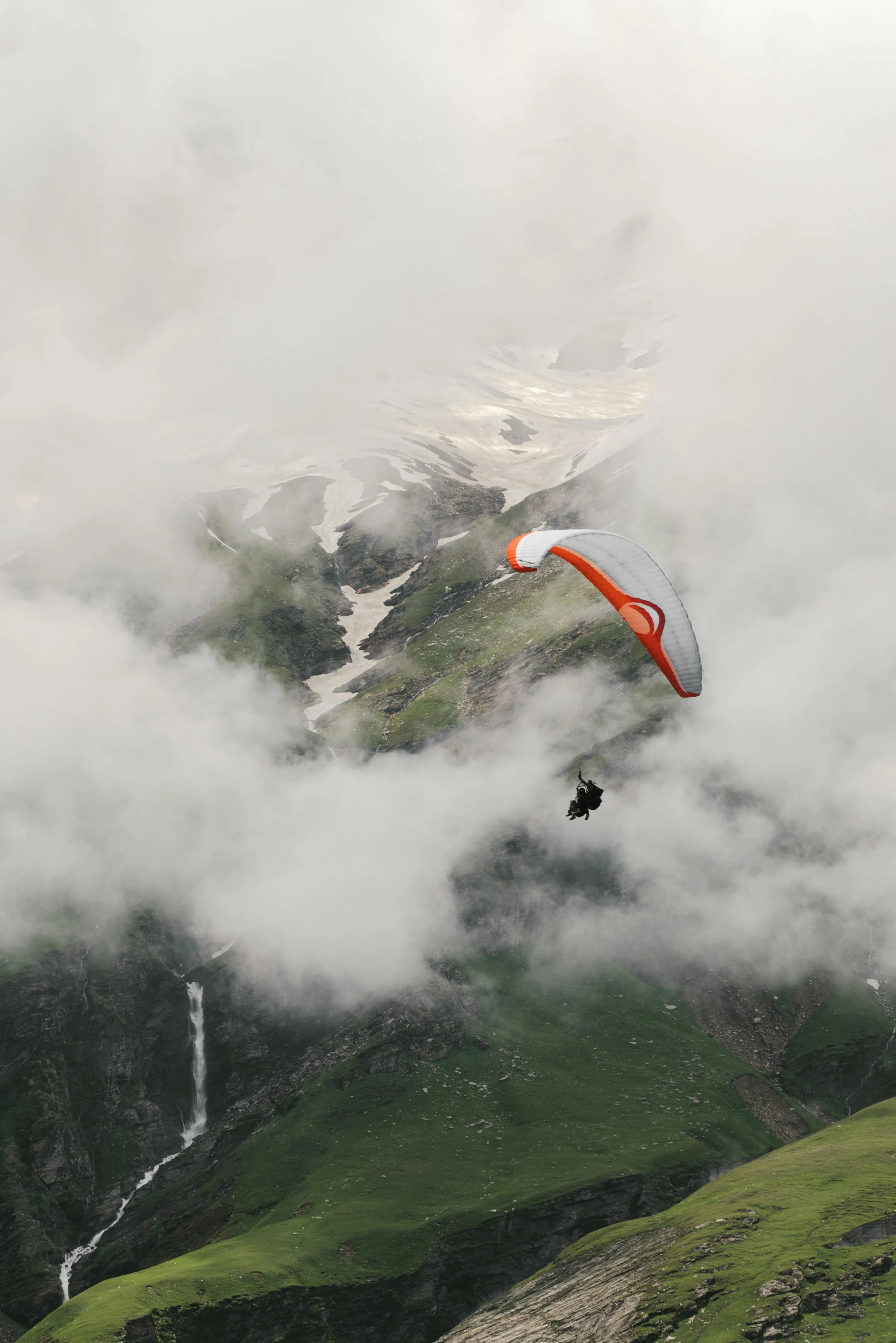 Paraglider in a fjord in Norway.