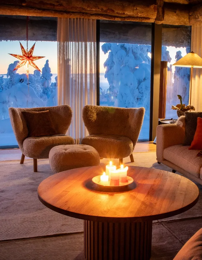 Cozy fireplace at Villa Viima.