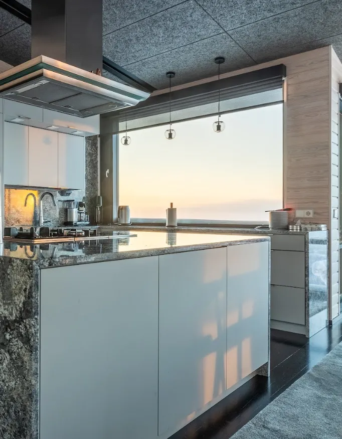 Beautiful modern kitchen in Villa Ruka with an extraordinary view.