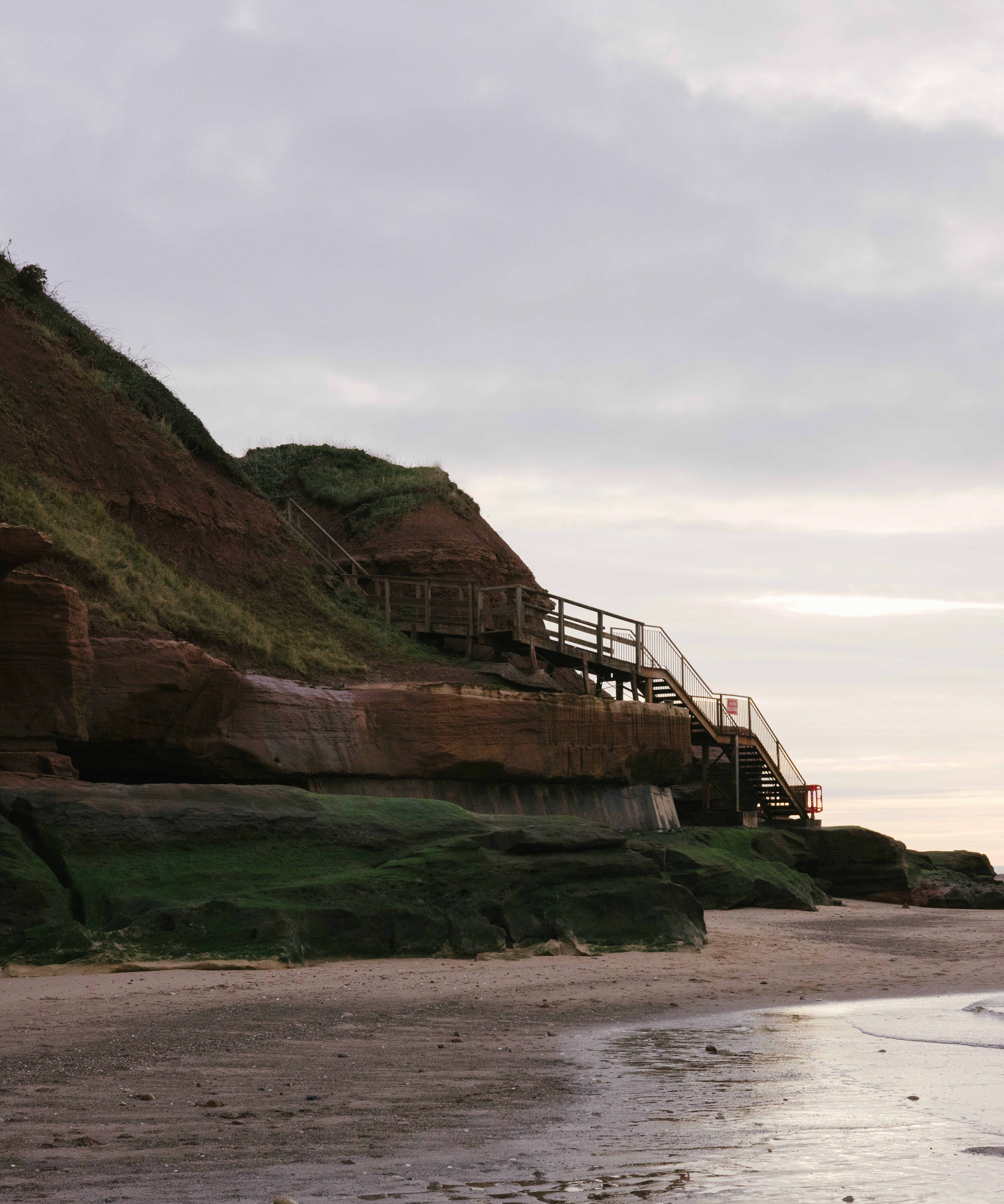 British coastline during sunset.