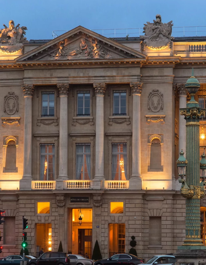 Front view of Hotel de Crillon in Paris.