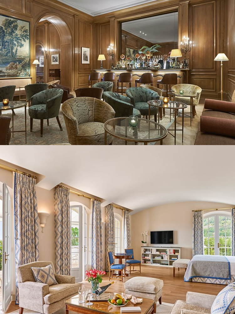 Bar and suite at Château Saint-Martin & Spa.