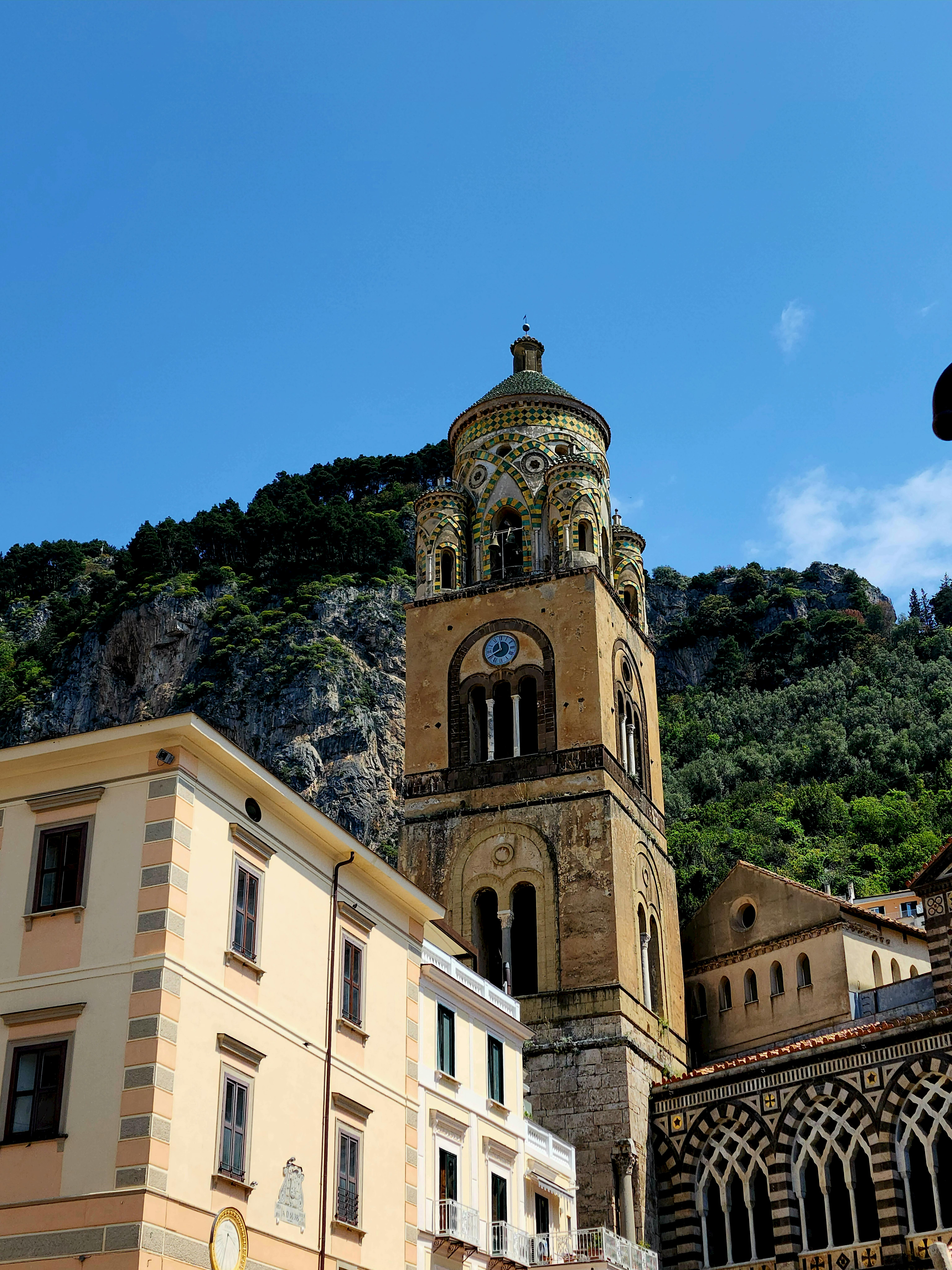Yellow church in a city near the Amalfi coast.