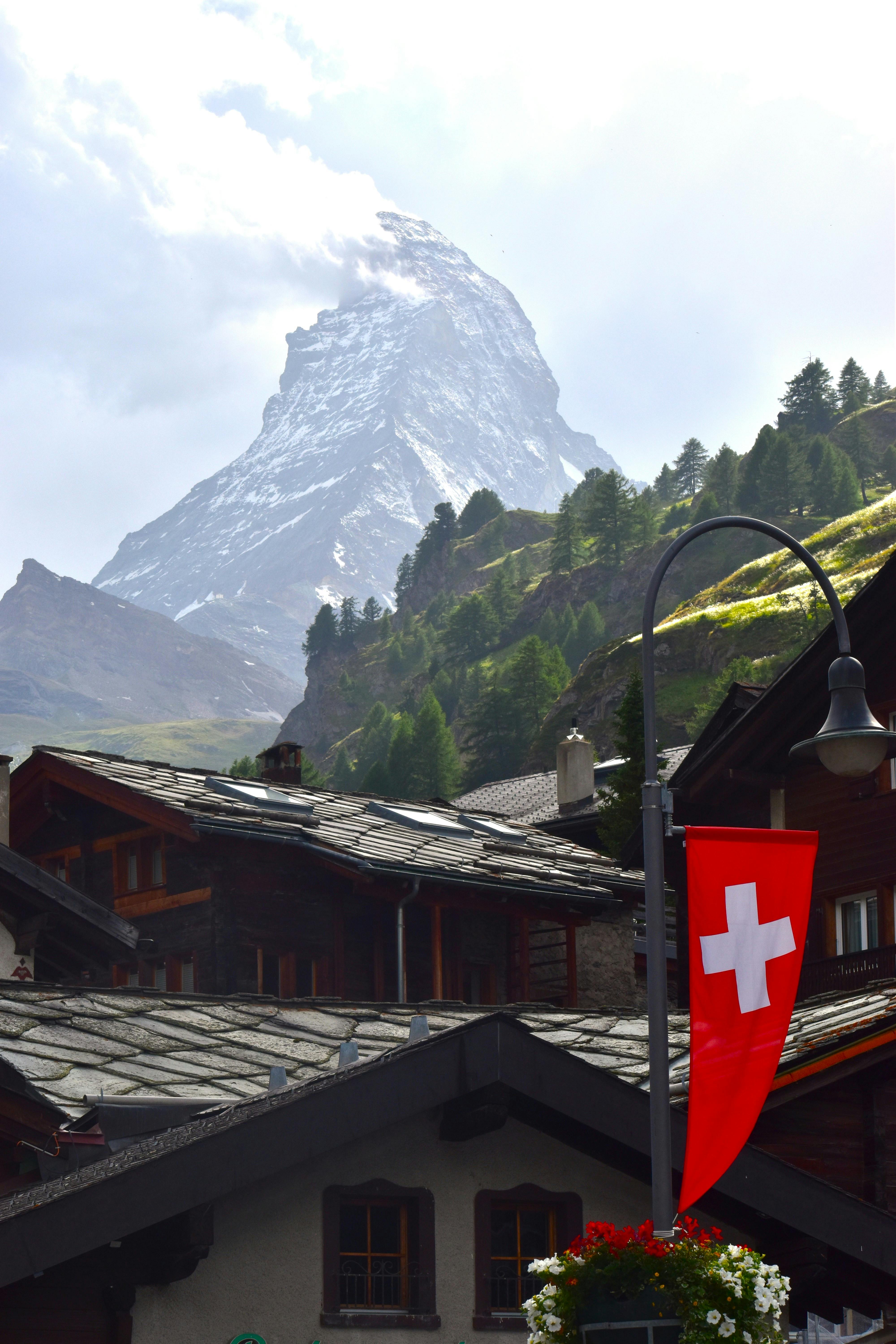 Top of the Matterhorn from a Swiss village.