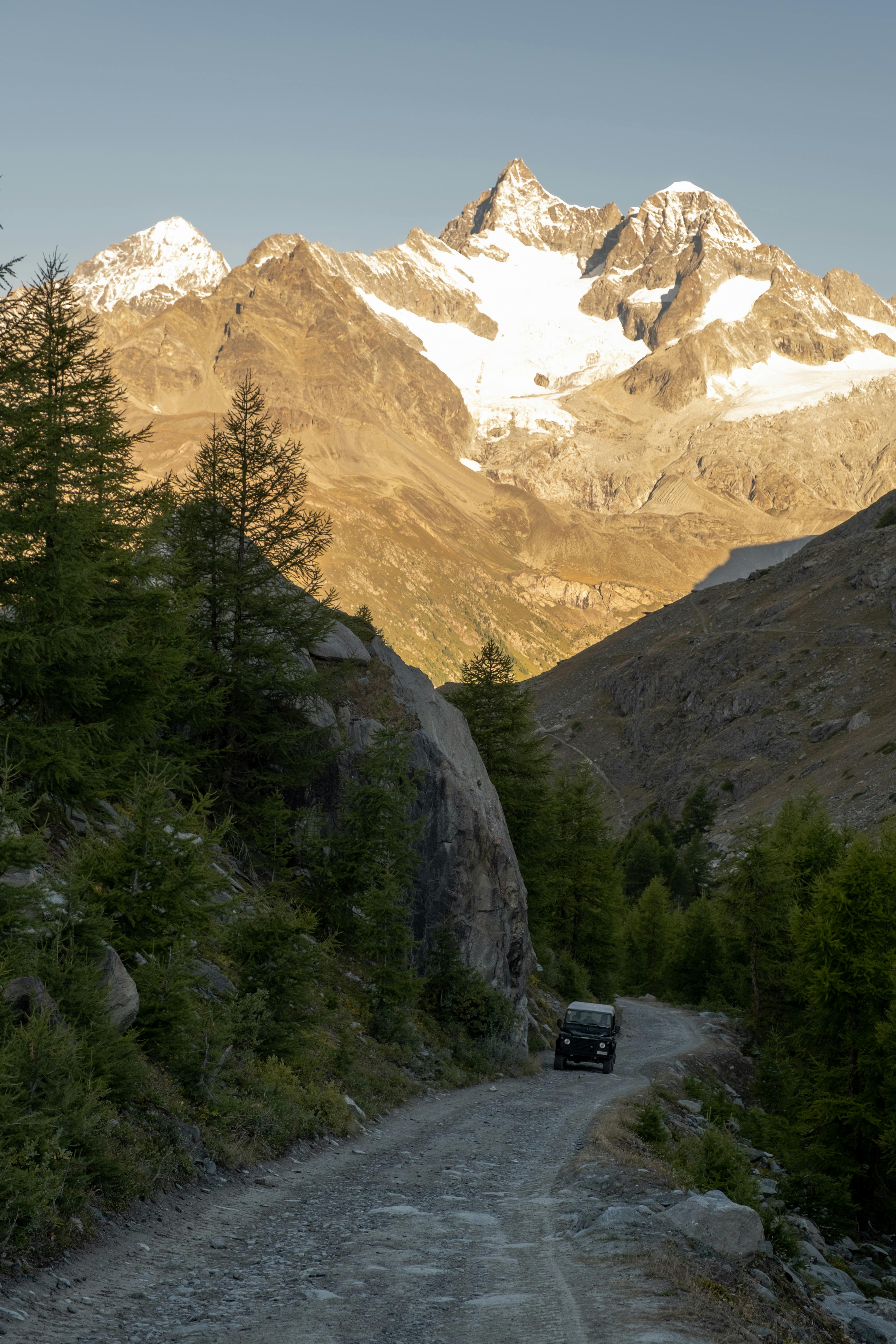 A car is off road near Zermatt