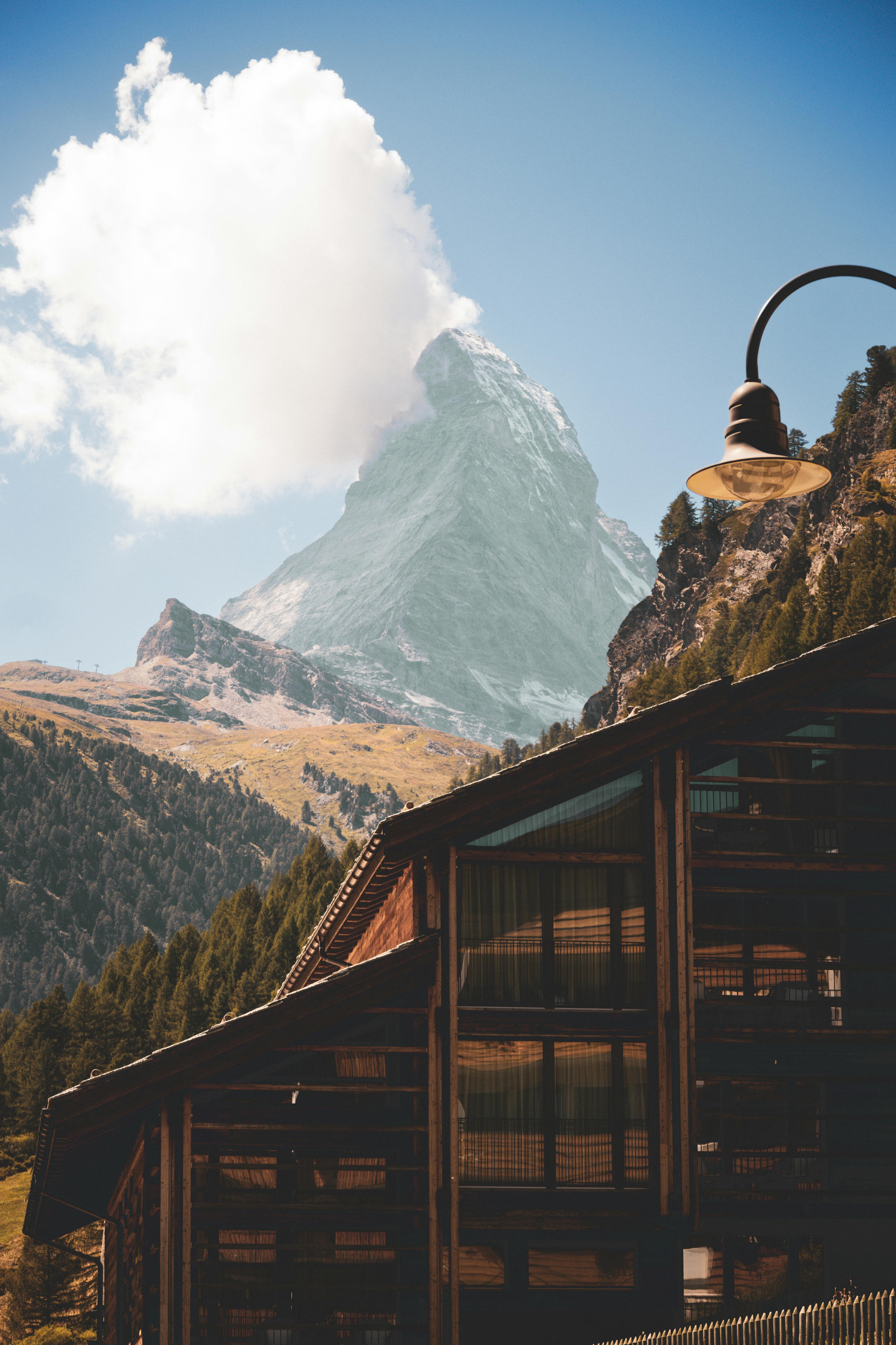 View on the Zermatt mountain from the village.