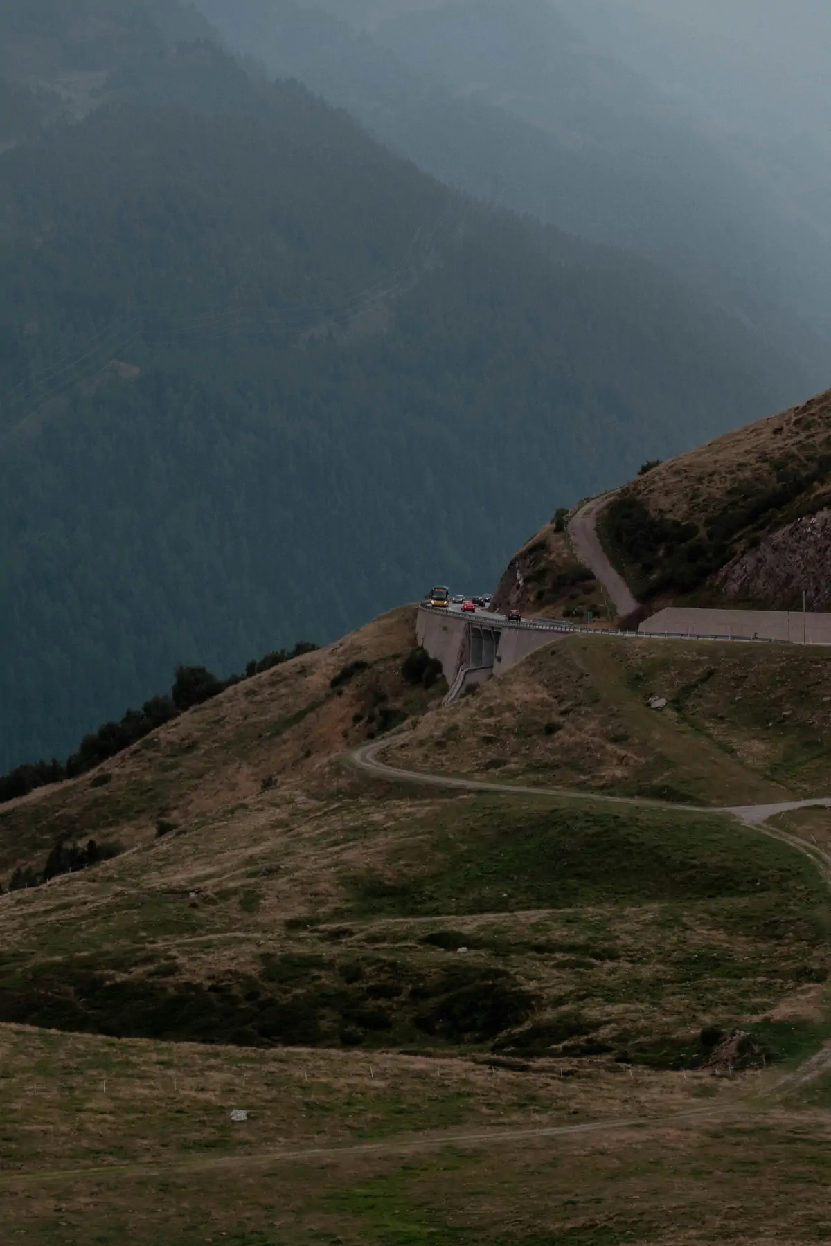 Winding road in the Swiss Alps.