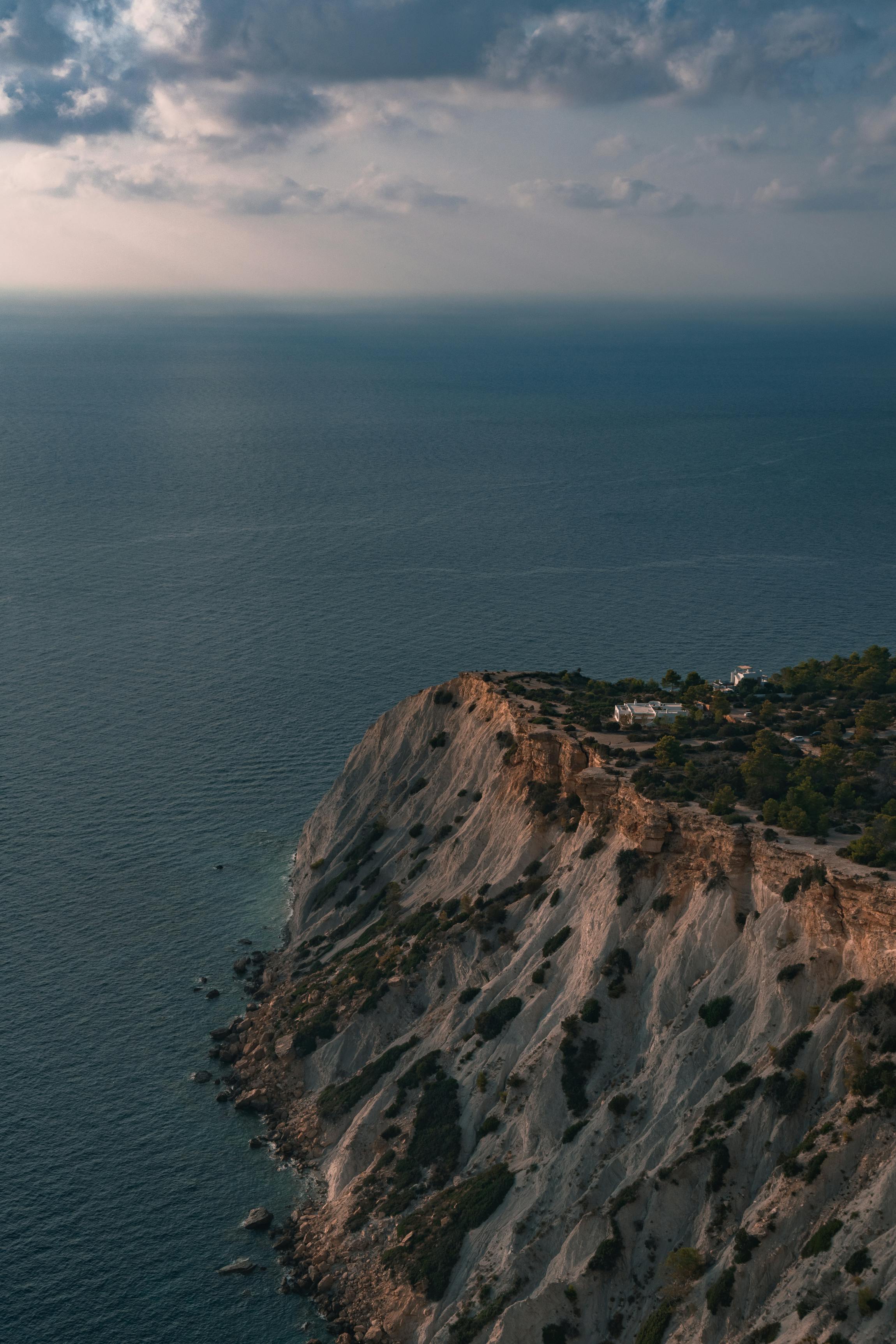 Shoreline of Ibiza during sunset.