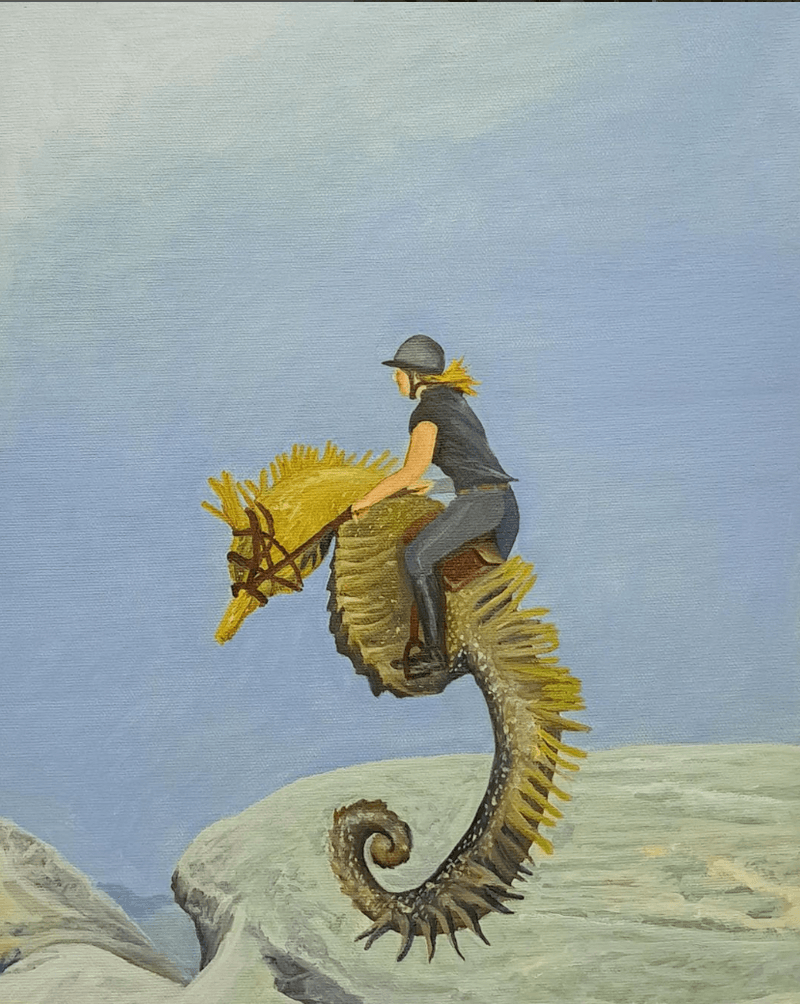 Caballito de mar — oil painting by Erik Chamorro, 2021, 28 x 35 cm