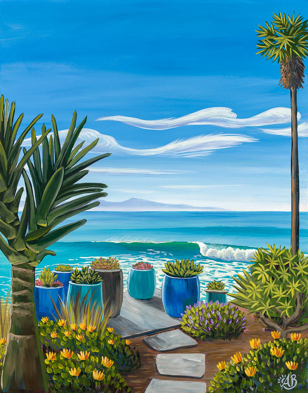 Green plants with a sea background