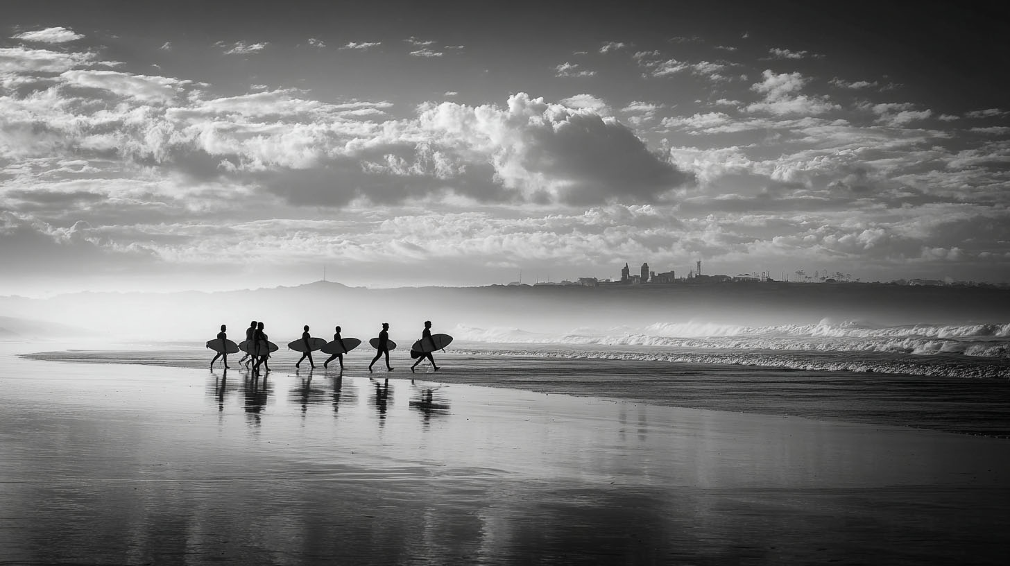 Surfers on the beach