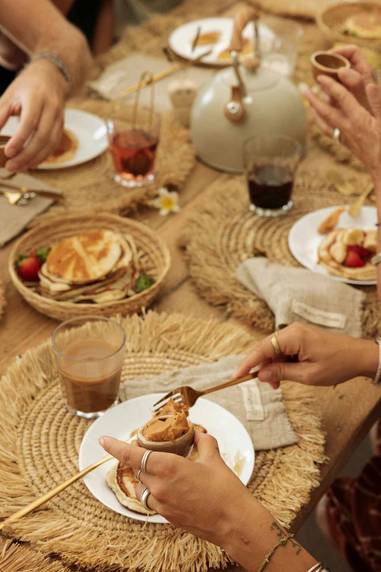 Dinner on a bambo table