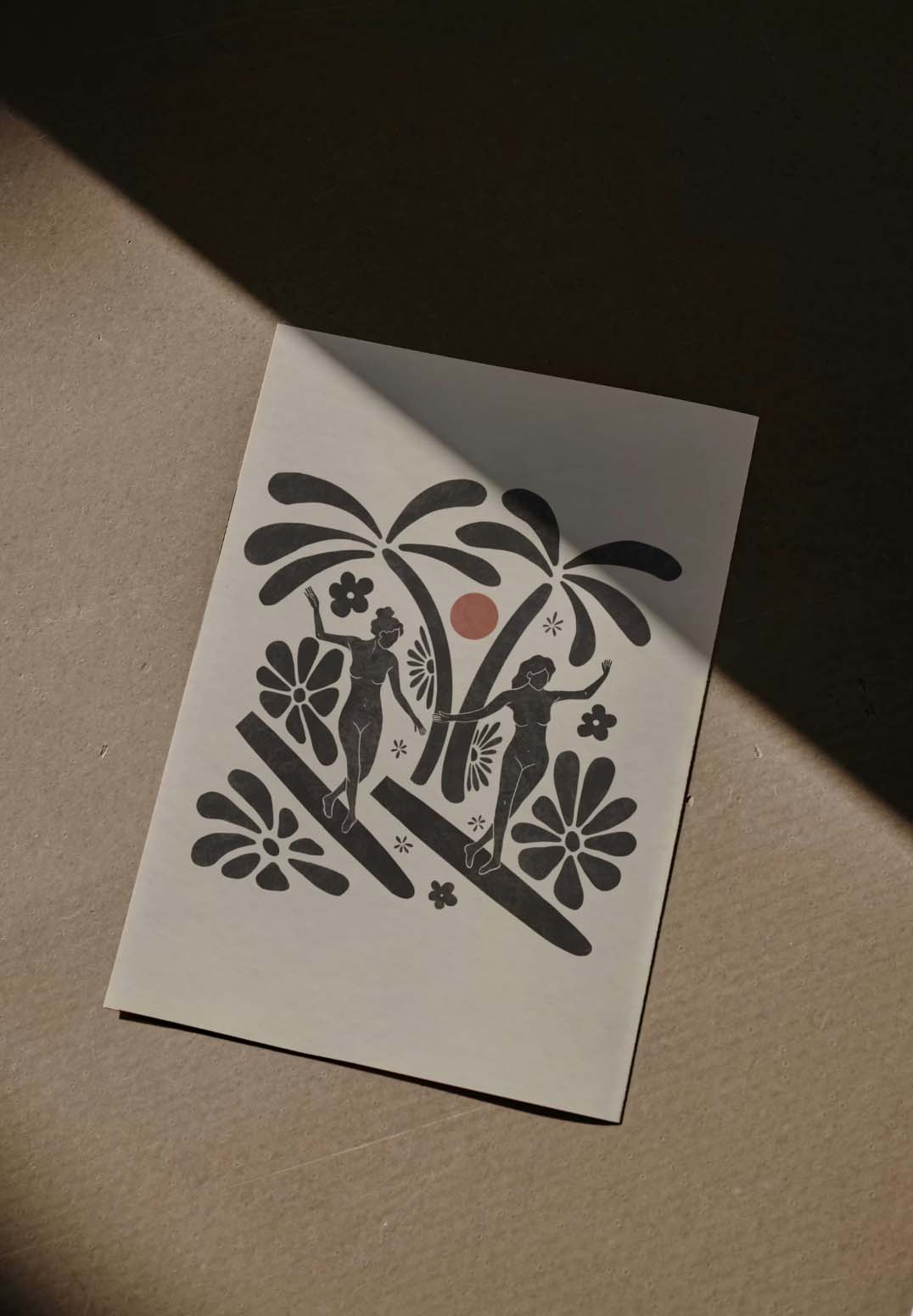 girls on surfboards illustration