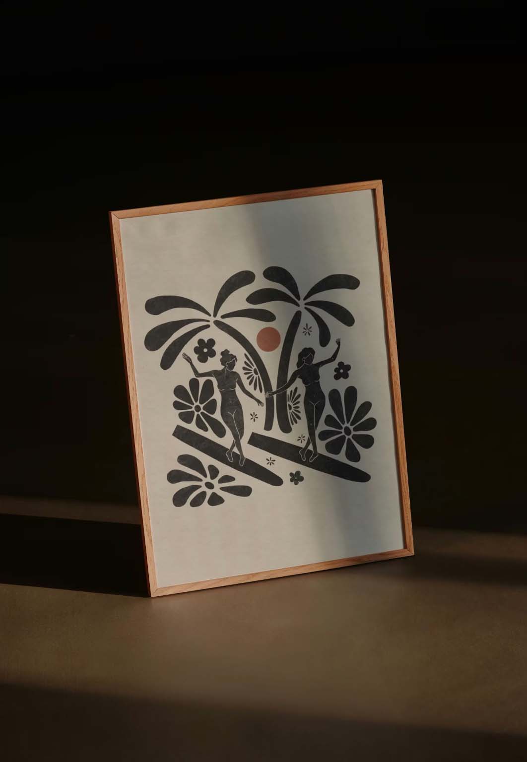 girls on surfboards illustration