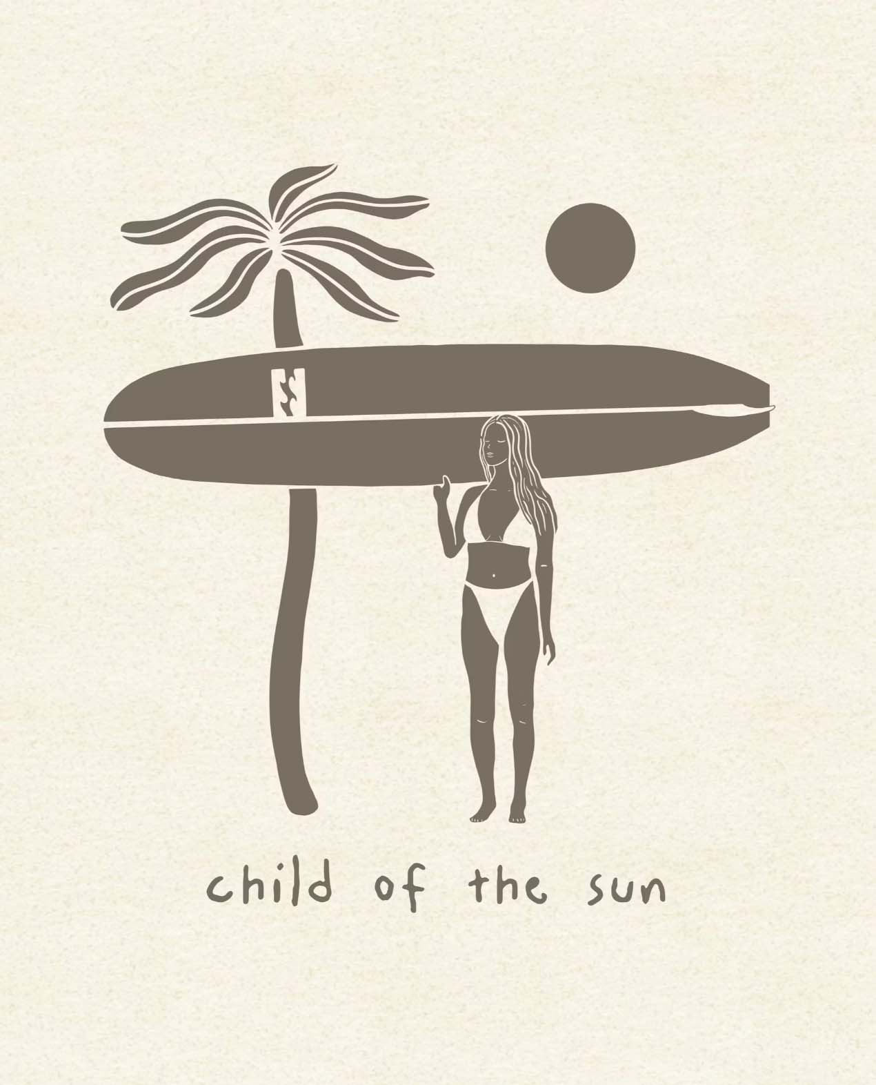 a girl with a surfboard illustration