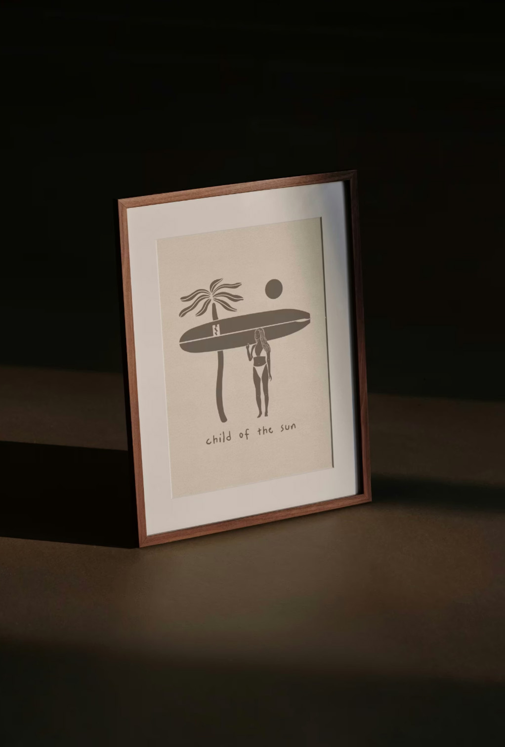 a girl with a surfboard illustration