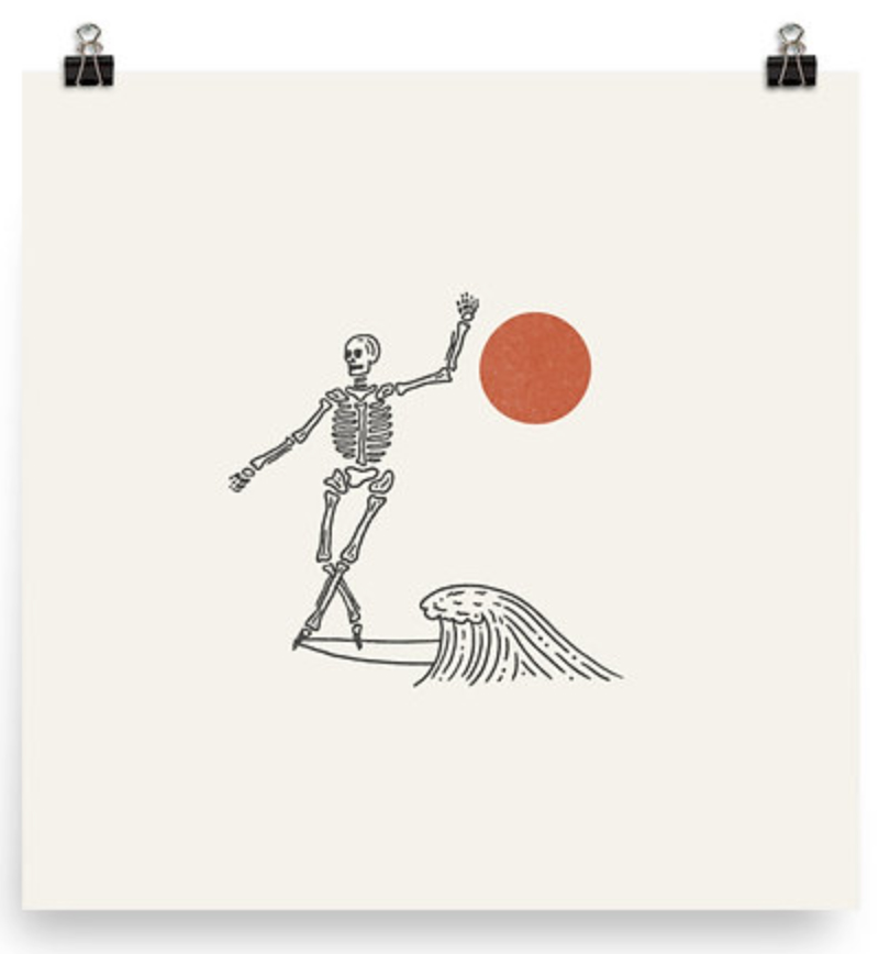 Surf Skeleton Print