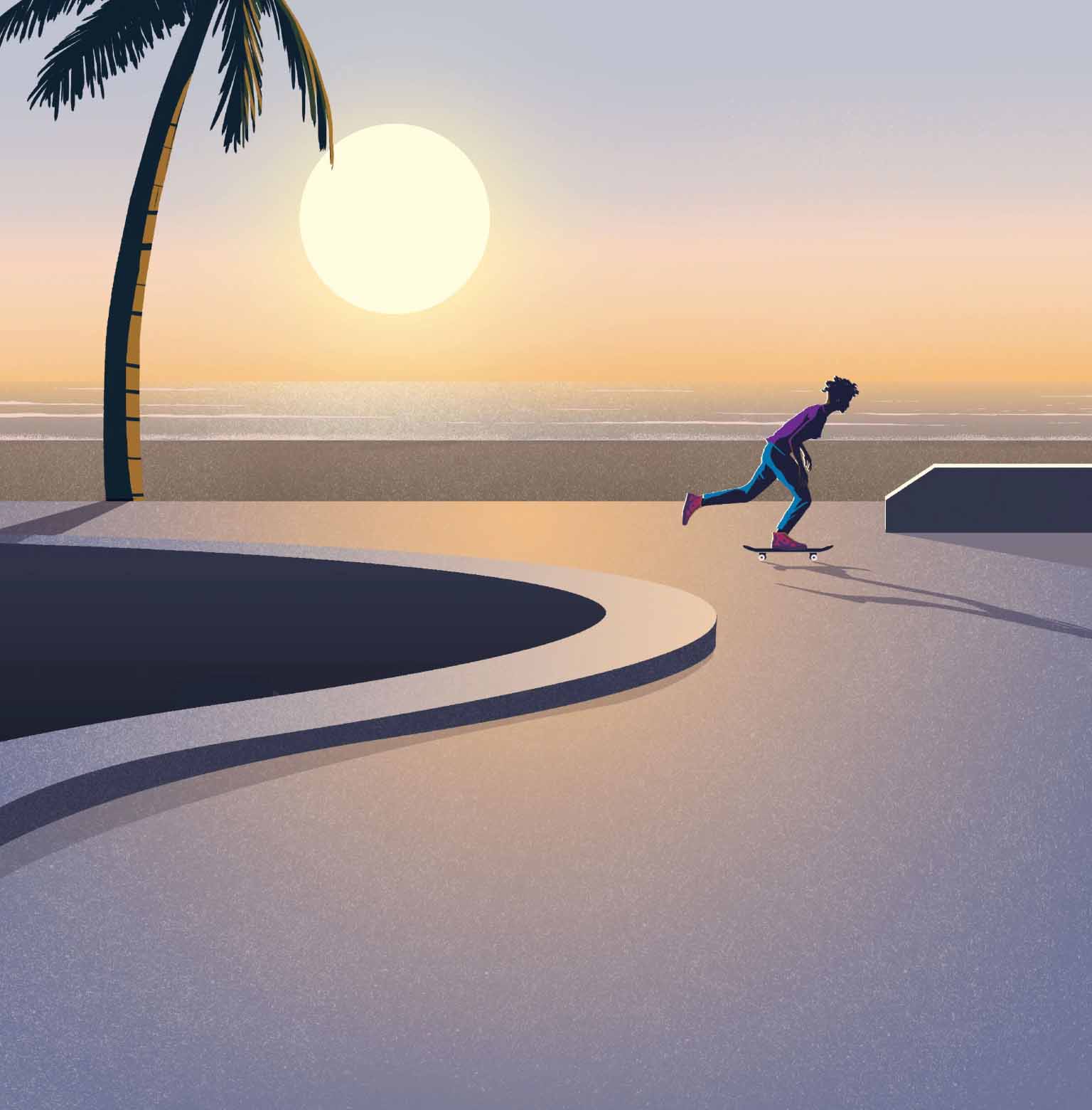 a guy on a skateboard illustration