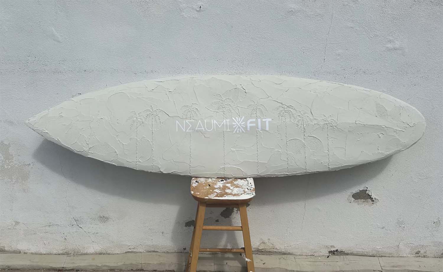 white surfboard art