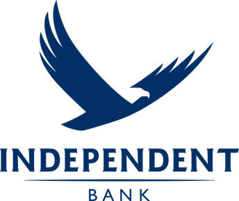 Independent Bank logo featuring a blue stylized eagle above the text.