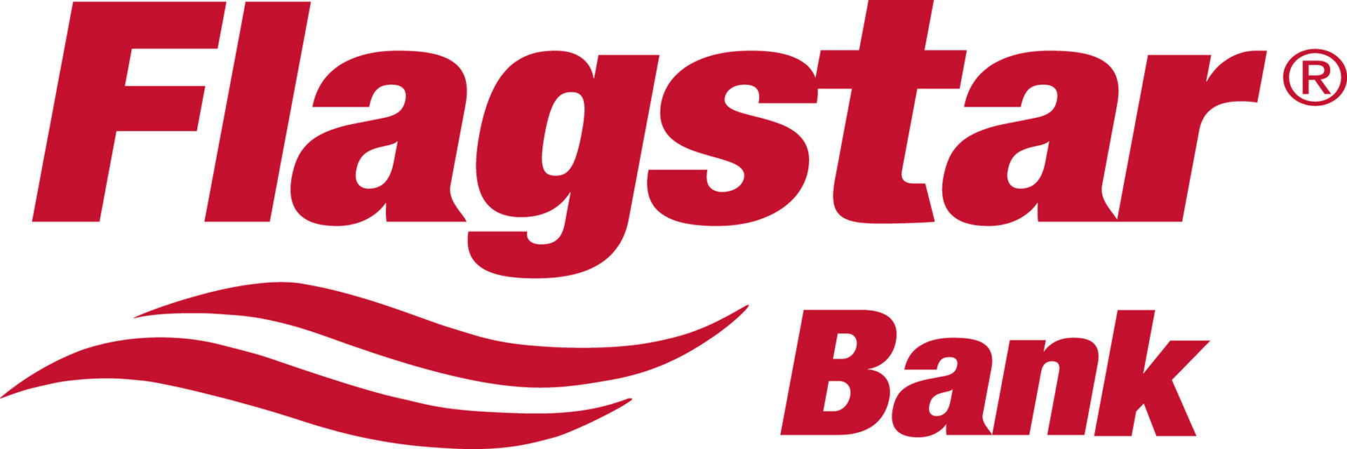 Flagstar Bank logo with red text and stylized red waves underneath.