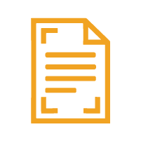 Orange icon of a paper document with text lines and a folded corner.