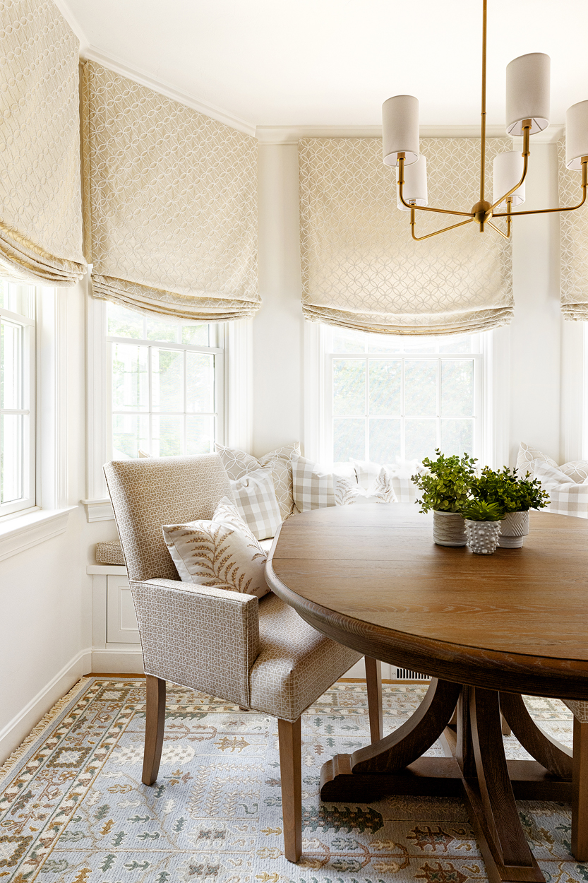 the Dining nook with soft window treatment and a cozy family gatherings