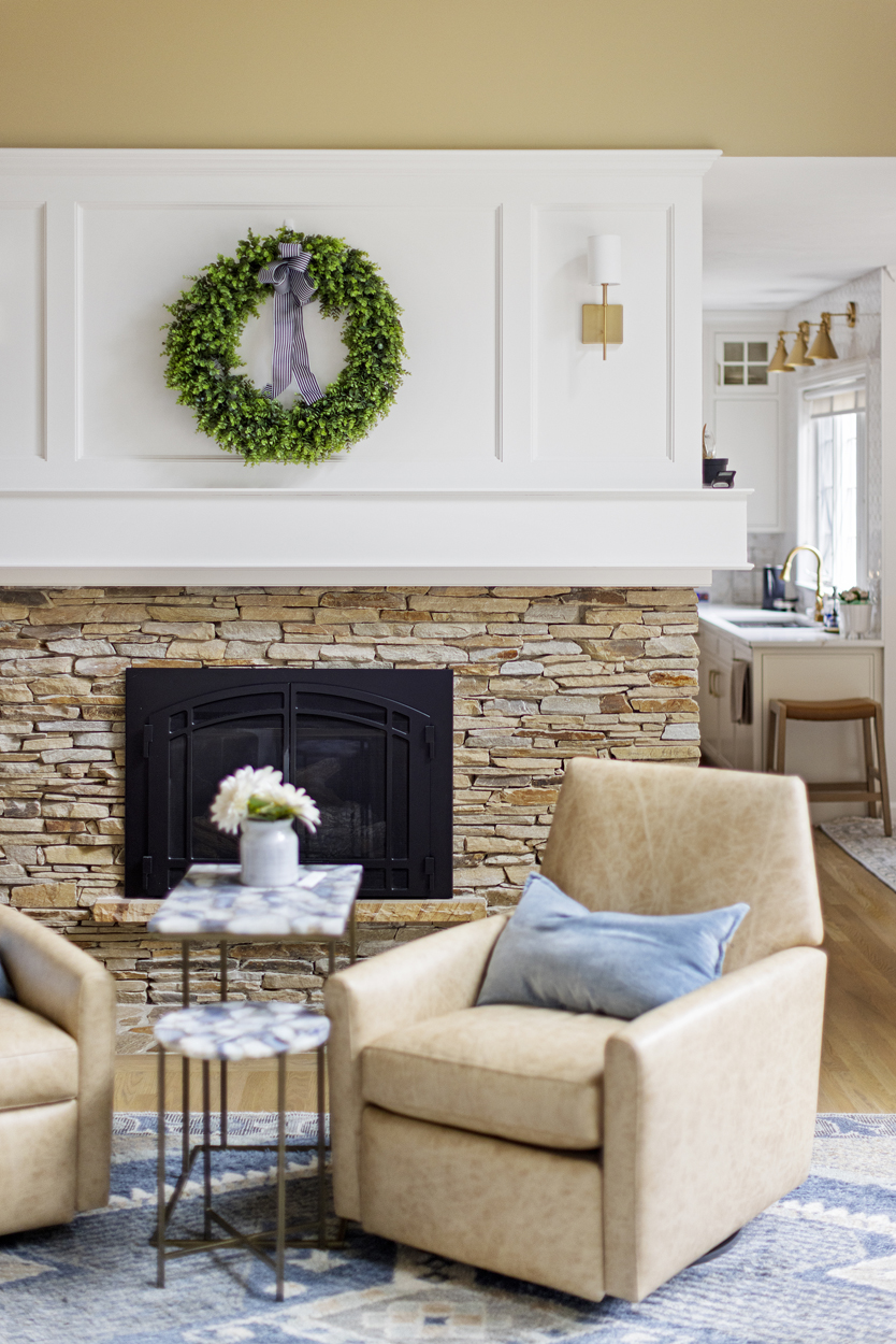 Custom millwork painted in classic White Dove for a cleaner, more timeless profile
