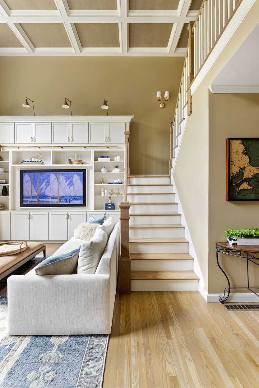  A complete staircase reconstruction was undertaken, replacing the stringers, skirt boards, rail system, balusters, and newel posts 