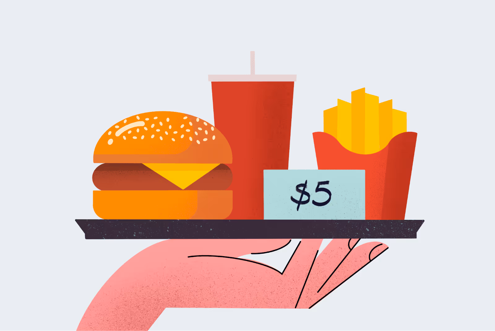 Illustration showing a tray with apples and a discounted bundle price