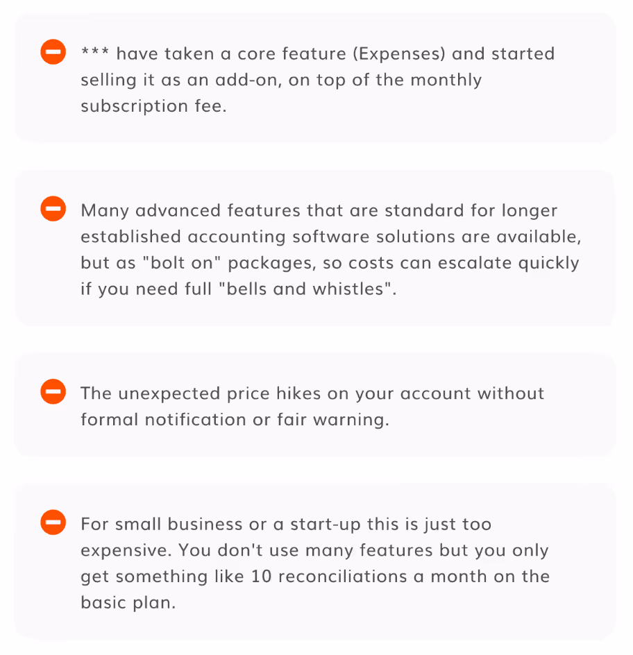 Screenshots of reviews for SME cloud accounting apps on Capterra