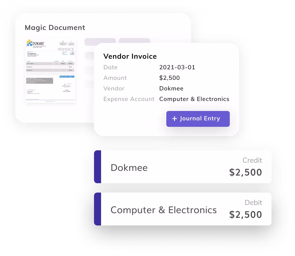 Invoice recognition with automatic entry generation