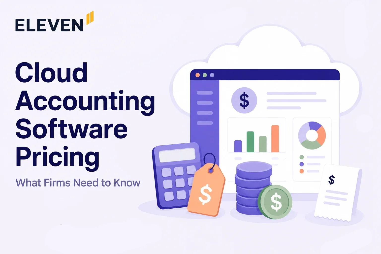 Cloud accounting illustration with an accounting platform dashboard