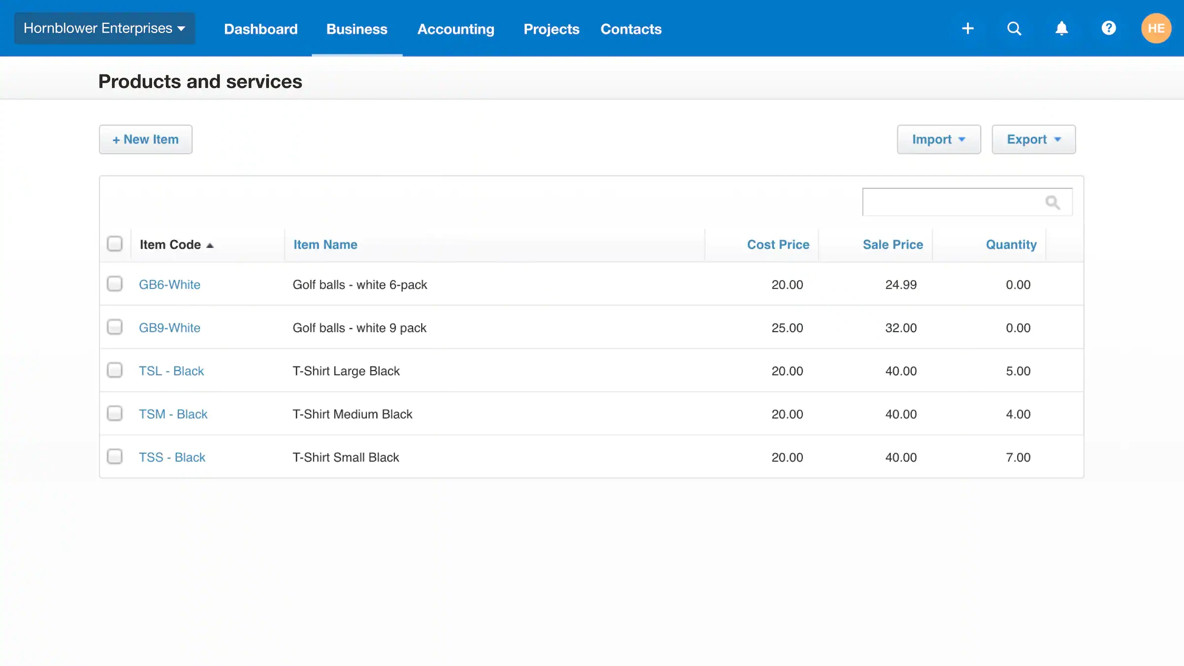 Xero's inventory tracking system
