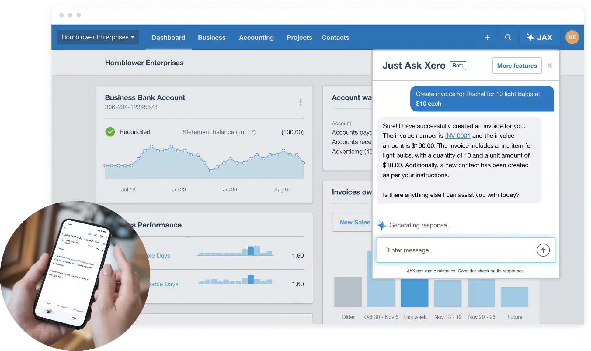 Xero's JAX, the built-in AI assistant