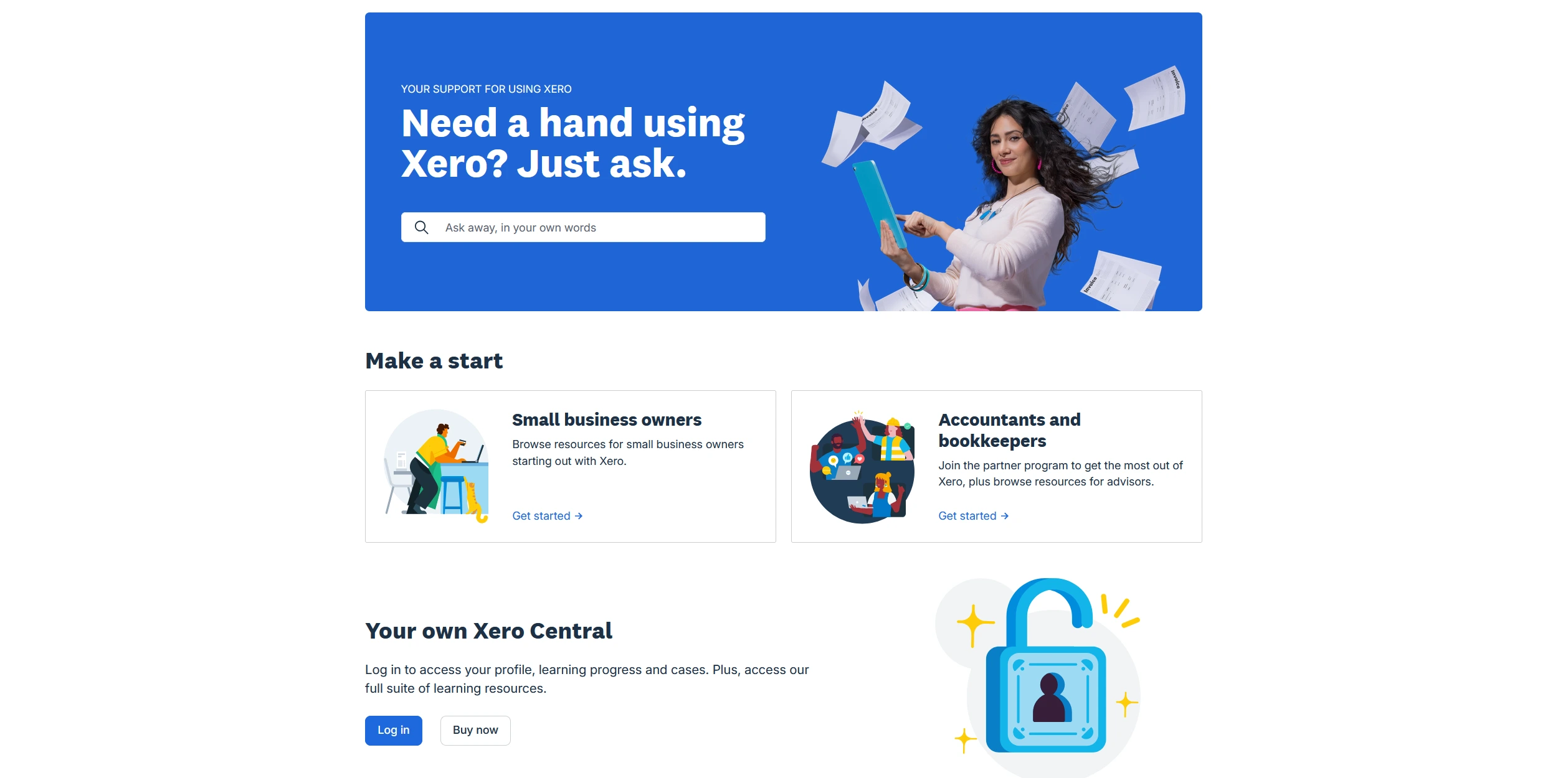 Xero Central, the platform's support center
