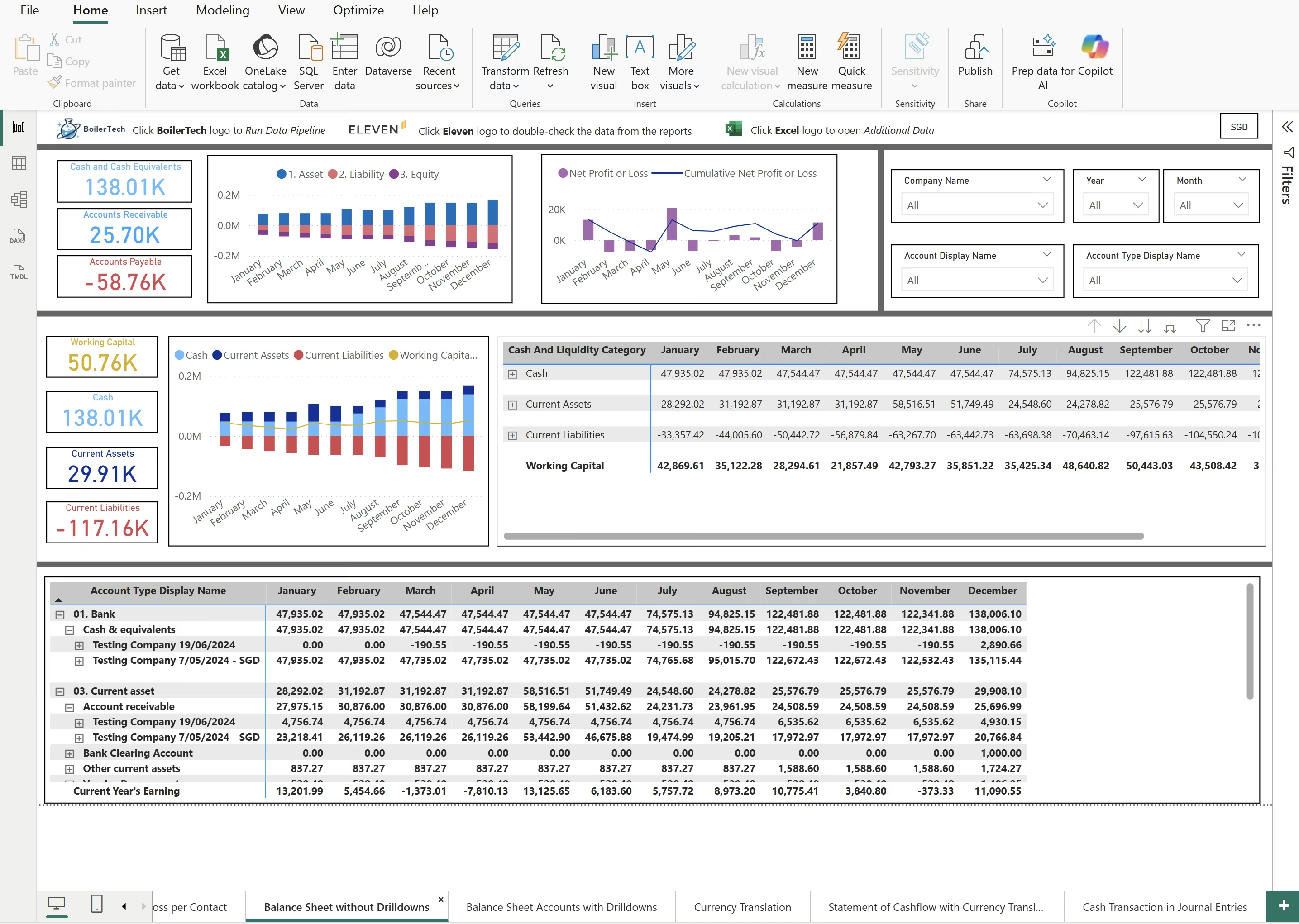 Financial reports in Excel, courtesy of the Eleven accounting software