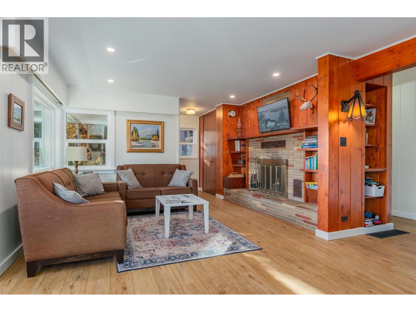 Livingroom with wood burning fireplace
