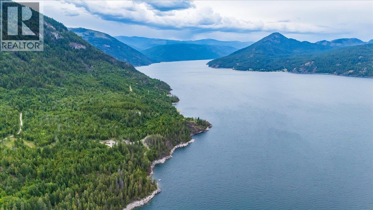 Subject property is on the left.  Lower Arrow Lake looking north up the lake.
