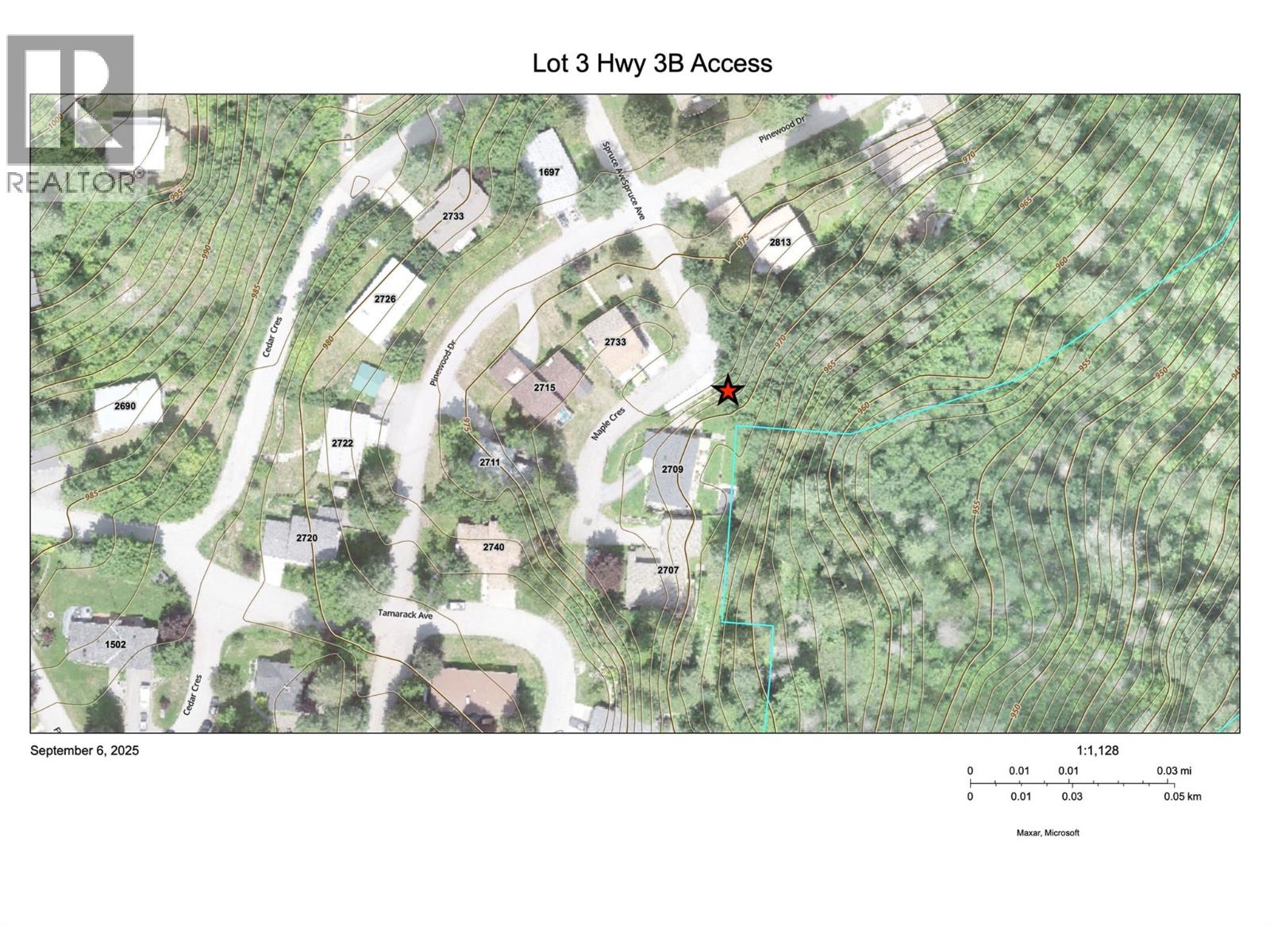Access for driveway is at end of Spruce Ave. Driveway or road.