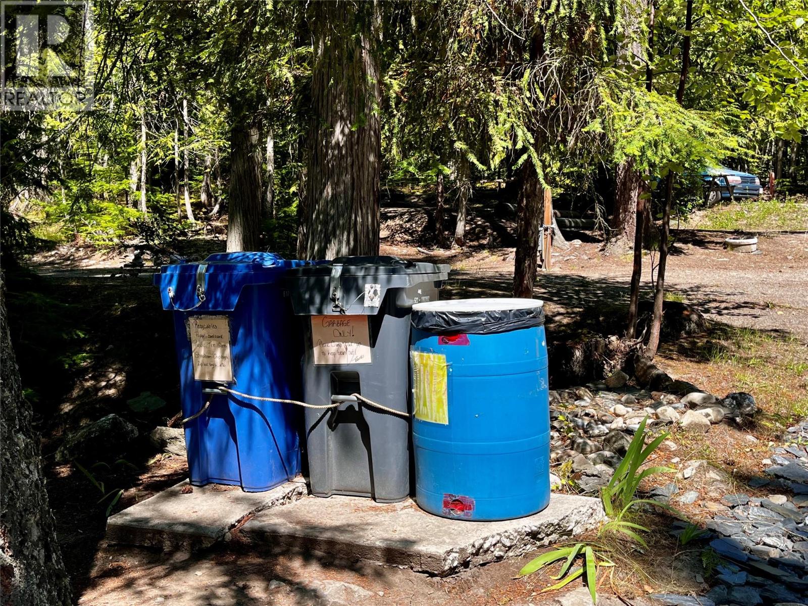 One of a few trash/recycling collection points