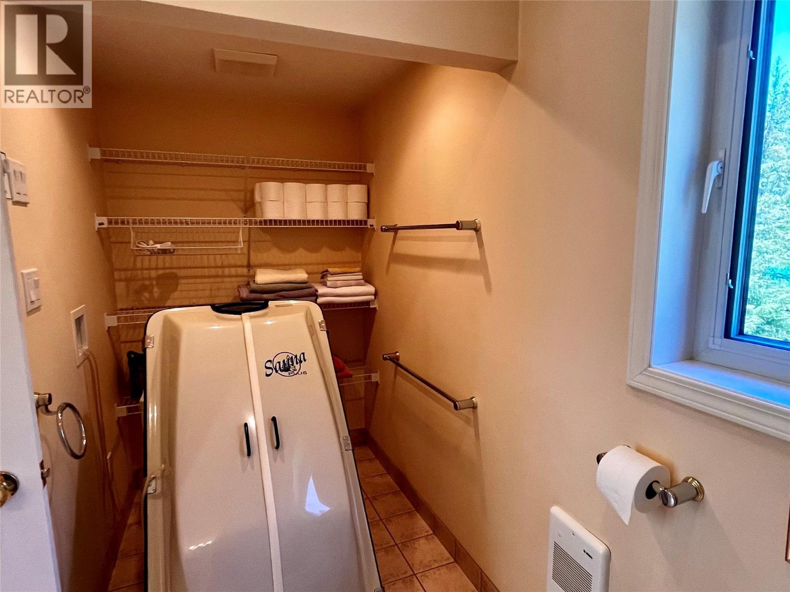 Upper level bathroom storage