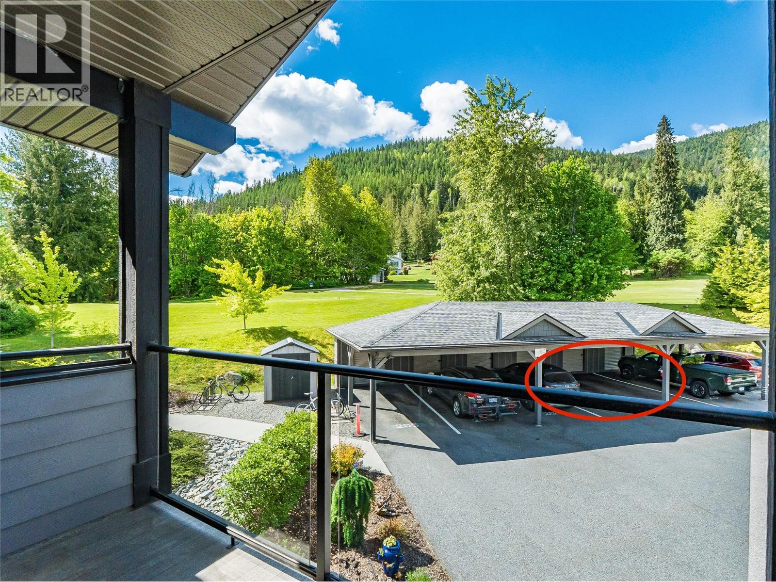 Covered parking stall with a storage unit, second stall is uncovered