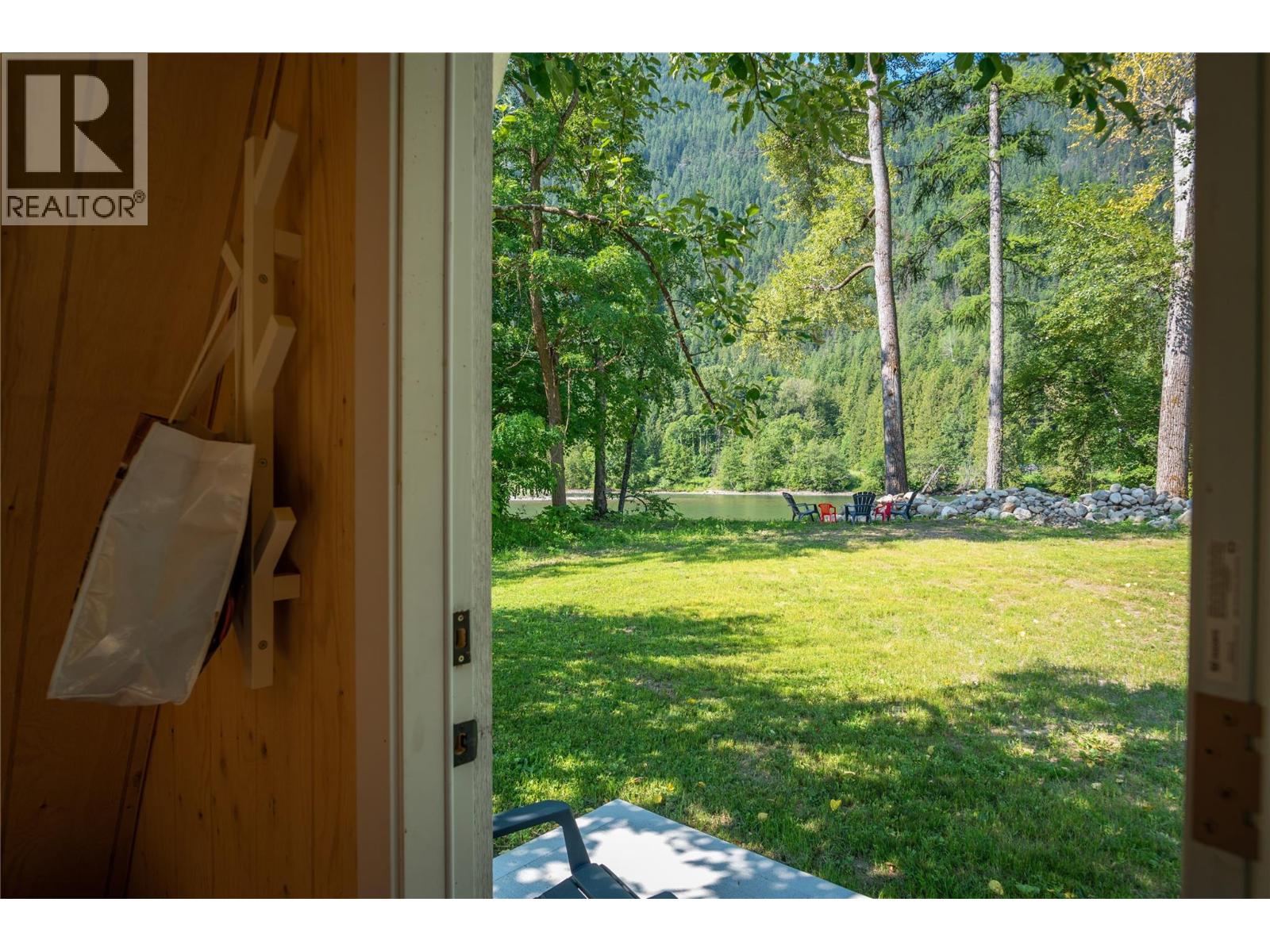 View from inside the A-Frame towards the river.