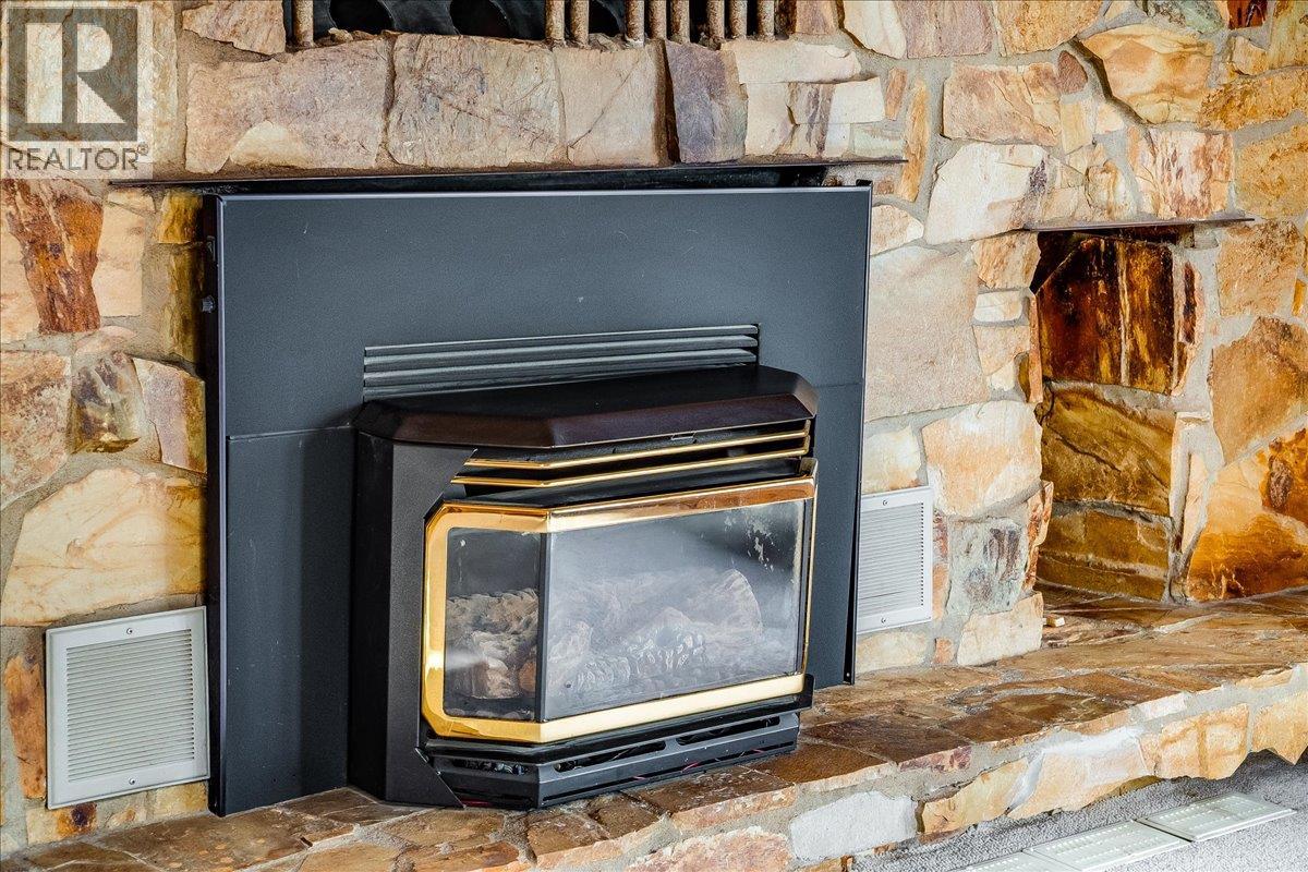 Gas fireplace in living room.
